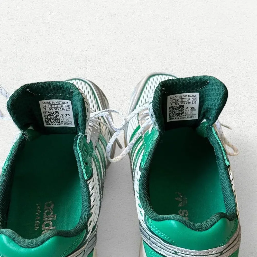 Adidas Originals x Sporty & Rich Adios OG Adiwear in White, Court Green & Silver